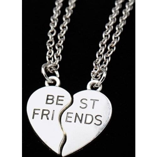 2PCS Friendship Broken Heart Parts Necklace 2 Best Friend Pendants Necklaces Share With Your Friends Birthday Gifts