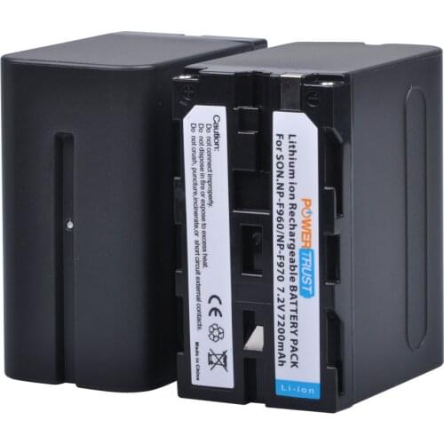 2Pcs PowerTrust 7200mAh NP-F960 NP-F970 Battery NP F970 NP F960 Camcorder batteries for Sony NP-F550 F770 F750 F960 F970