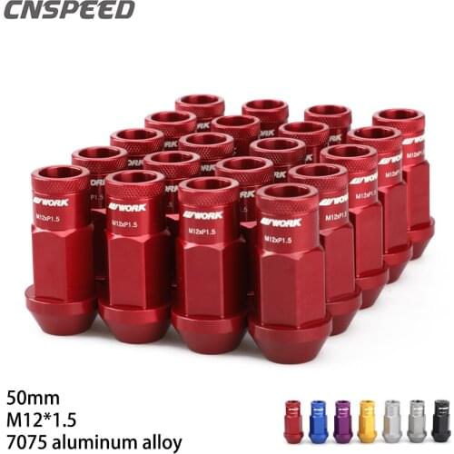 Jdm Style Lug Nuts 20PCS Anti-Theft 7075 Forged Aluminum Alloy Wheel Lock Nuts Length 50mm M12*1.5 M12*1.25 Hex19mm Aftermarket