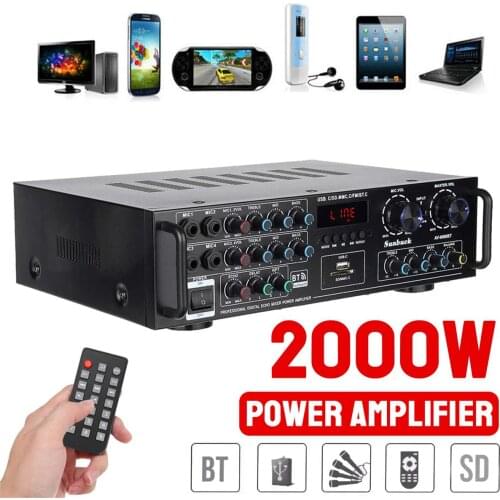 2000W 5CH Home HIFI Digital Amplifier bluetooth 5.0 Audio Power Car Stereo Amplifier Karaoke Amp Subwoofer 110V-230V AV-6060BT