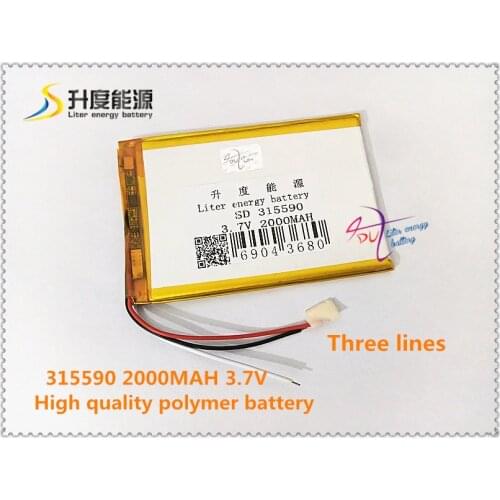 3 line 315590 3.7V 2000mAh 305590 Polymer lithium ion / Li-ion battery for tablet pc cell phone speaker POWER BANK mp4