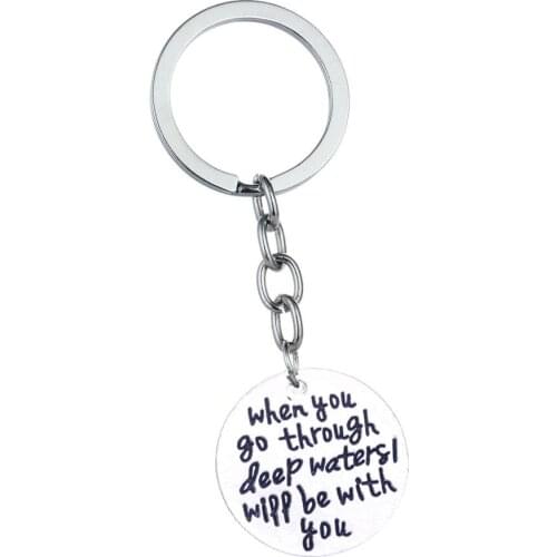 36PC Inspirational Keychains When You Go Through Deep Water I Will Be With You Charm Keyrings Women Men Family Friends Gifts Hot