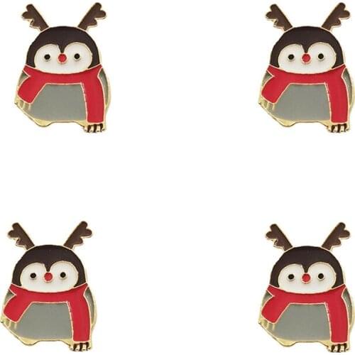 4Pcs Cartoon Enamel Pin Lovely Penguin Brooches Collar Shirt Cloches Accessories Jewelry Gifts