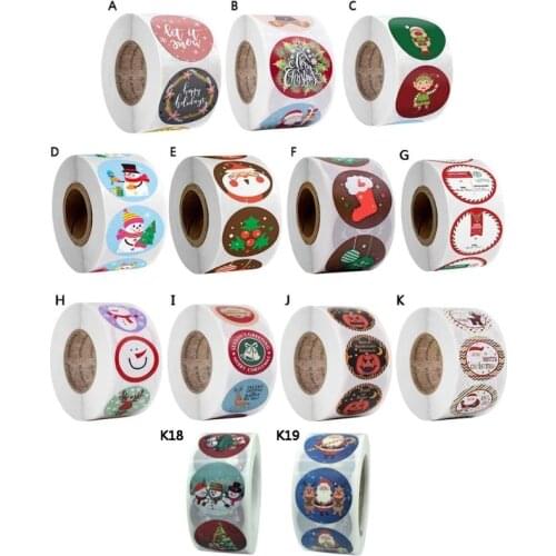 500pcs/Roll 8 Designs Merry Christmas Thank You Stickers Seal Labels for Envelope Cards Gift Package Scrapbooking