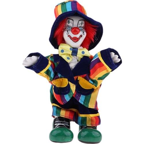 7 inch Interesting Harlequin Clown Doll With Porcelain Head Hands And Feet
