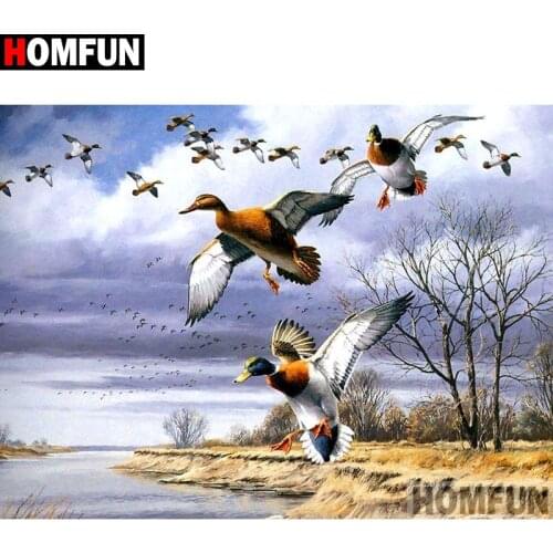 HOMFUN Full Square/Round Drill 5D DIY Diamond Painting "Animal duck" Embroidery Cross Stitch 3D Home Decor Gift A13347