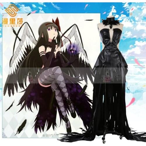 Anime Puella Magi Madoka Magica Akemi Homura Devil Black Cosplay Costumefor Women Halloween Uniform H