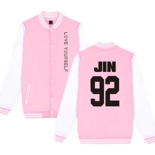 Kpop Love Yourself Baseball Jacket Bomber Jacket K-pop Clothes bangtan boys Sweatshirt hip hot streetwear Clothes plus size