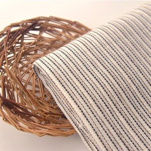 Beige woven striped cotton fabric National costume dress tea tablecloth sofa towel curtain fabric