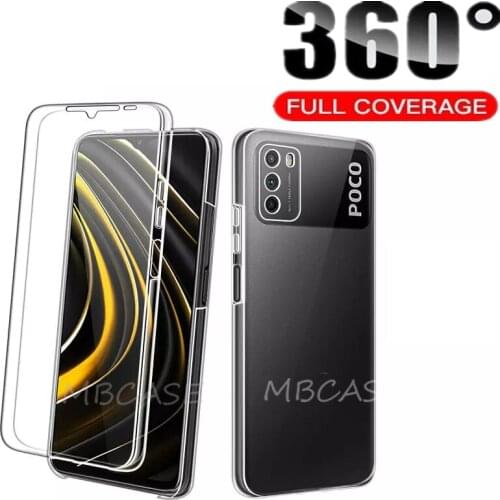 For Xiaomi Poco M3 Case 360 Full Cover Silicone Cases For Xiaomi Poco M3 2020 6.53" Clear Front TPU + Back PC Slim Fundas Capa