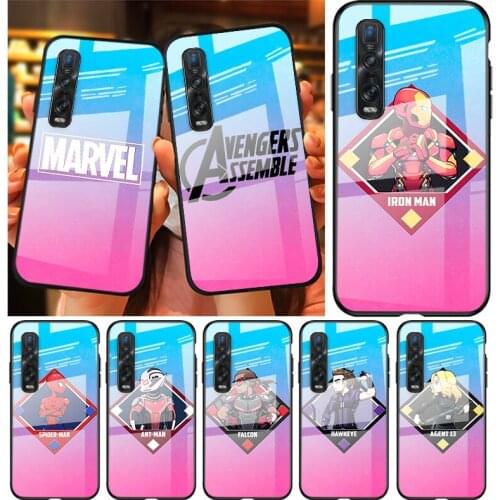 Tempered Glass Cover Avengers superhero For OPPO A9 2020 A52 Find X2 Lite Realme 7 7i 6 5 Pro C3 XT Shockproof Phone Case