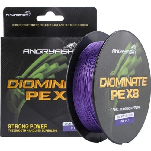 Diominate PE X8 Fishing Line 500M/547YDS 8 Strands Braided Fishing Line Multifilament Line Purple