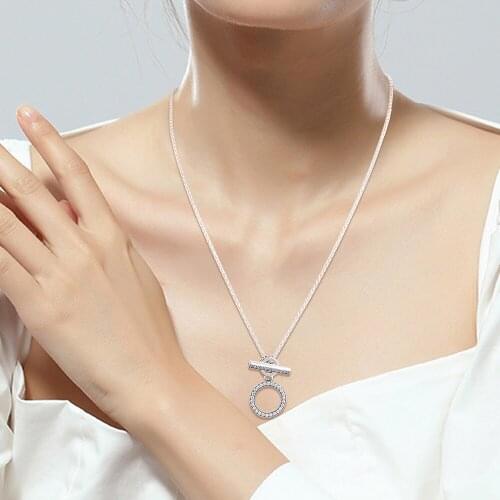 Double Hoop T-bar Necklace 925 Sterling Silver Jewelry High Quality Necklaces for Women Gift 2020 Autumn New N122