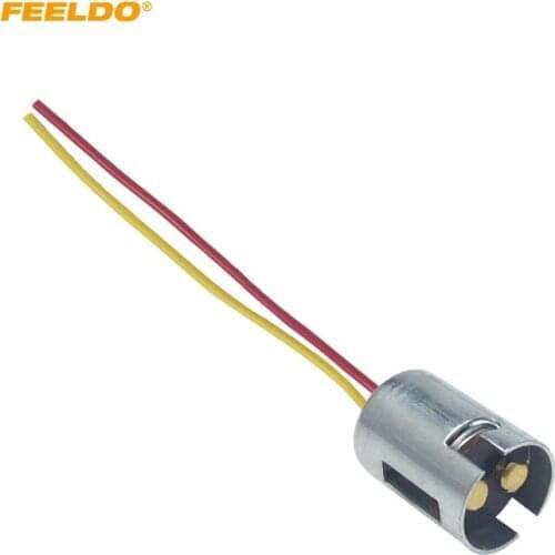 FEELDO 1PC Car BA15D Connector LED Bulb Replacement Socket BA15D Bulb Holder Adapter With Extension Wire Harness #AM6206