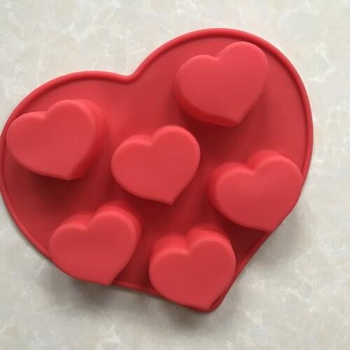 6 heart shaped silica cake mold cold soap mould