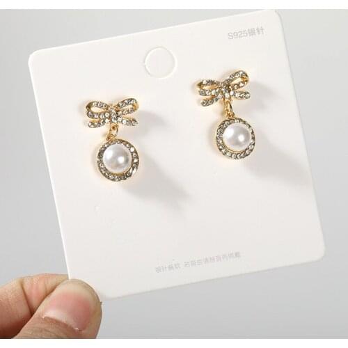 Glamour Fashion S925 Post Korean Earrings Jewelry Pearl Bowknot Wild Simple Earrings Women Wholesale Earring Kawaii