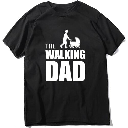 JKLPOLQ T-Shirt For MenThe Walking Dad Baby Carriage Novelty Retro Black Funny Father Gifts Casual Tops