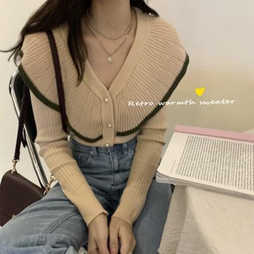 Women Autumn Winter Sexy Elegant V Neck Slim Sweater Coat Ladies Long Sleeve Knitted Cardigan Short Outwear French Style