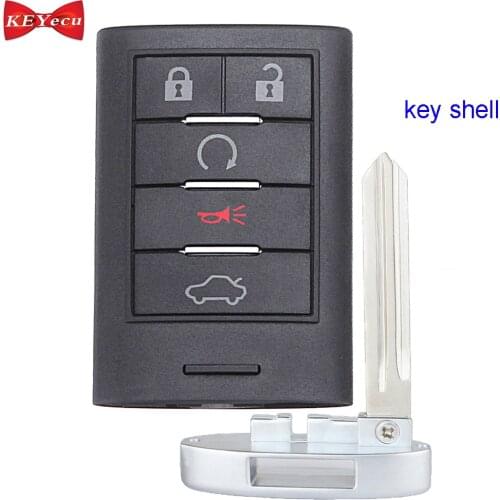 KEYECU for Cadillac CTS DTS STS XTS Smart Remote Car Key Shell Case Fob Housing Cover B106 Blade Uncut for M3N5WY7777A