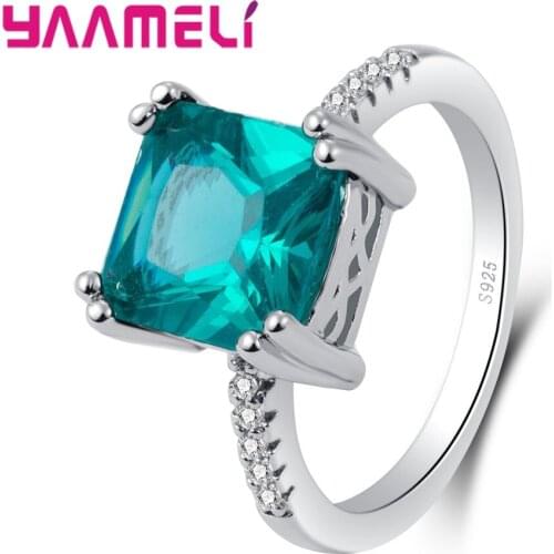 Top Quality 925 Pure Silver Accessories With Green Cubic Zirconia Stone Pretty Wedding Jewelry Anniversary Gift Ring
