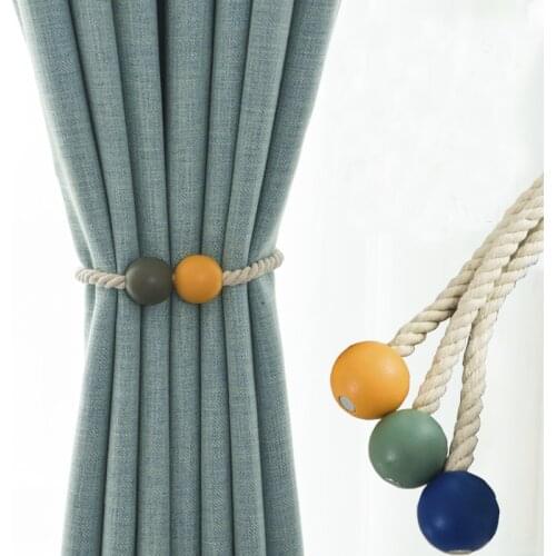 1pcs Magnetic Wooden Bead Ball Curtain Tiebacks Curtain Holders Hanging Ball Buckle Tie Back Curtain Accessories Home Decor