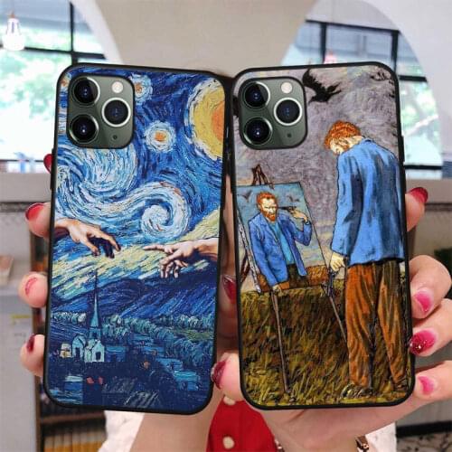 Mona Lisa funny Spoof Art Paintings Van Gogh Soft Phone Case For iPhone 11 12 Pro Max SE 2020 6 7 8 Plus X XR XS Max Cover Coque