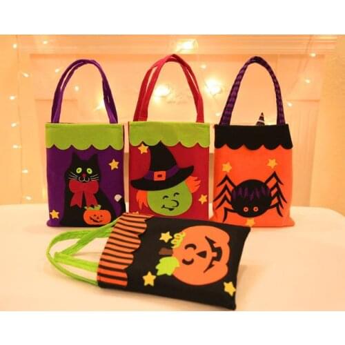 Halloween Trick or Treat handbag pumpkin Witches ghost Bat reusable candy carry tote organizer party decor props gift wrap