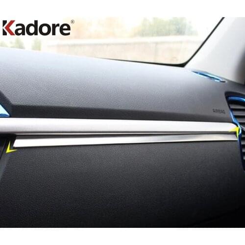 Car Interior Front Center Control Dashboard Cover Trim Strip For Kia Rio 4 X-line 2018 2019 Stainless Steel Styling Accessories