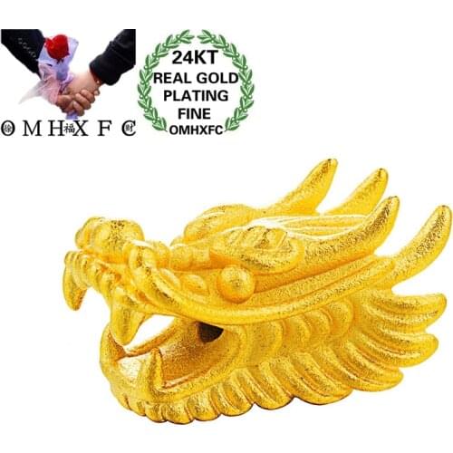 OMHXFC Wholesale European Fashion Woman Party Birthday Wedding Gift Dragon Head DIY Accessories 24KT Gold Pendant Charm PN343