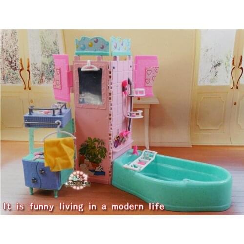 Original for bath barbie bathtub doll bathroom furniture ccessories 1/6 bjd doll showe mirror makeup child toy gift