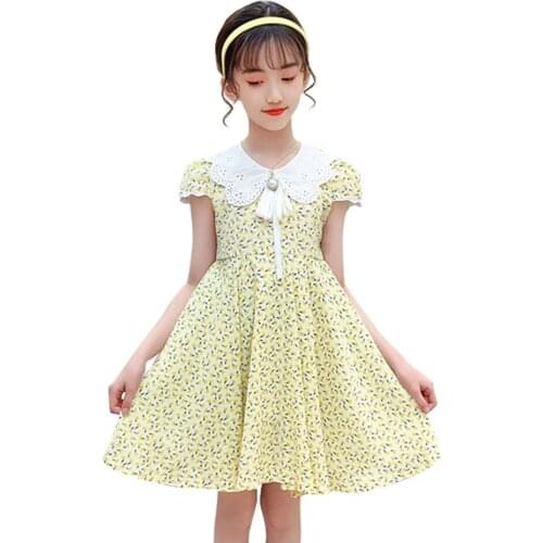 Dress Girl Floral Pattern Girls Dresses Patchwork Children Dresses Teenage Girls Summer Clothing