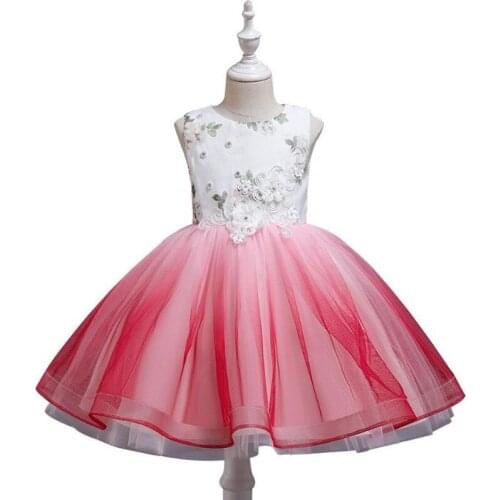 Flower Girl Dress Formal 3-10 Years Floral Baby Girls Dresses Vestidos 4 Colors Wedding Party Children Clothes Birthday Clothing