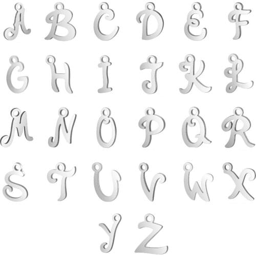 10Pcs/lot Stainless Steel Jewelry Letter A-Z Pendant Charms Fit Bracelets Necklace DIY Metal Charms for Jewelry Making