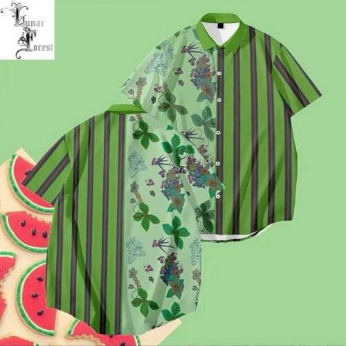 Watermelon Suica Funny 3D Printing Unisex Shirt Casual Short Sleeve Cool Loose Button Streetwear Harajuku Overclothes Oversize