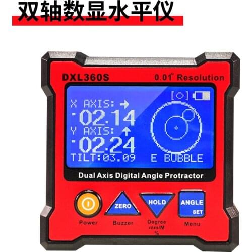 DXL360S Professional Dual-axis Digital Display Level Gauge Dual Axis Digital Angle Protractor with 5 Side Magnetic Base