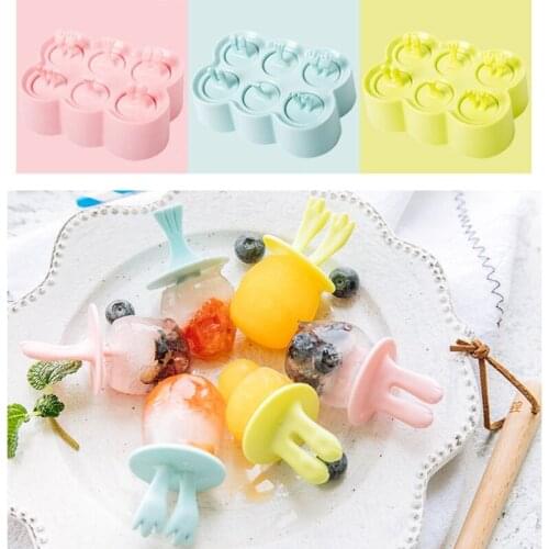 6 Cell Silicone Ice Mould BPA Free Maker Ice Lolly Moulds Ice Cream Mold DIY Homemade Freezer for Children