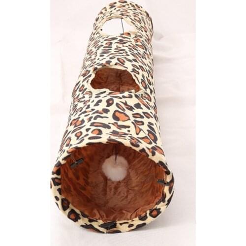 Pet Tunnel Leopard Print Pet Rabbit Play Tunnel Collapsible Tunnel Space-Saving Nontoxic Toys for Dogs Cat Rabbits 120x25 cm