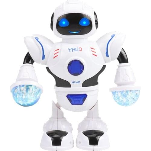 LED Flashing With Music Moving Kids Gift Smart Electronic Space Battery Operated Dancing Robot Walking Toys Funny Birthday Light