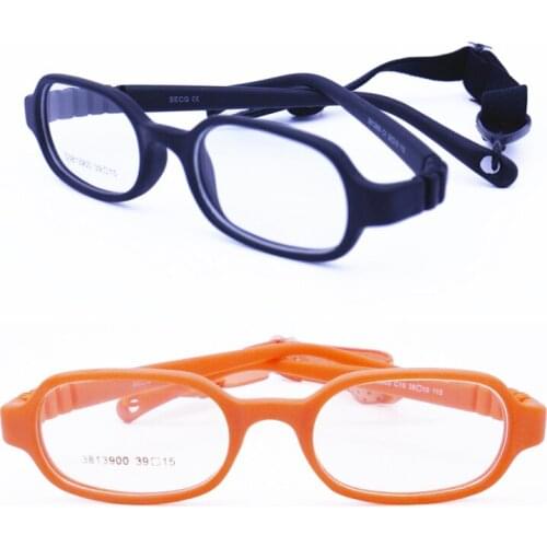 3813 Hight end quality flexible hingeless rectangle TR90 environmental prescription eyeglasses with elastic cord for little kids