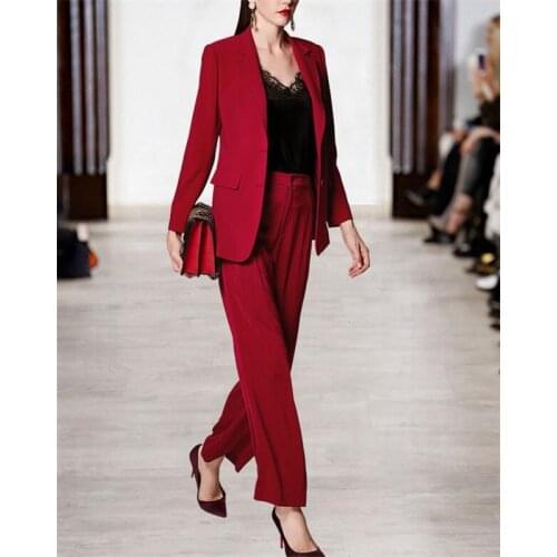 Red Women Suits Ladies Pant Suits Jacket+Pants Women Business Suits Blazer Formal Office Uniform Style Female Trouser PantSuit