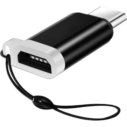 1Pcs Aluminum Alloy Micro-USB to Type-C Phone/Tablet Charging Data Transmission Connector Adapter With a Anti-Lost Lanyard