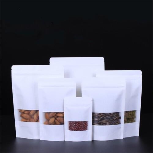 100pcs/lot White Stand-up Kraft Paper Bag ,Kraft Zipper Bag, Zip Lock Package Pouch