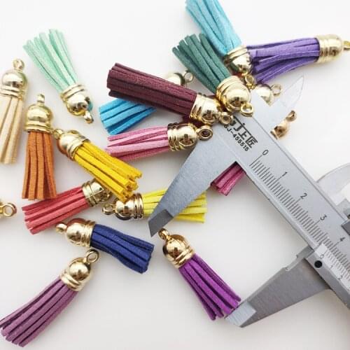 20 Pcs/Bag 38mm Suede Leather Tassel For Keychain Cellphone Straps Jewelry Summer DIY Pendant Charms Finding