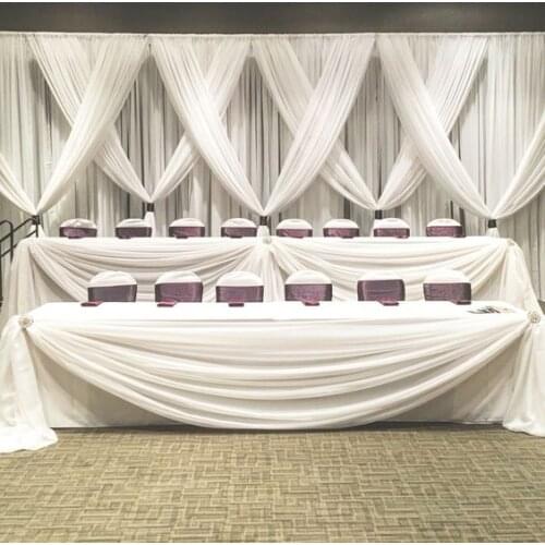2022 new style 10ftx20ft Pure White Wedding Backdrop with luxury swags Wedding Stage Decor