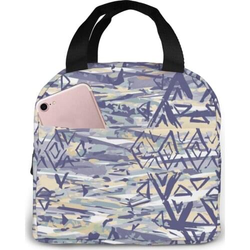Abstract Watercolor Lunch Bag Portable Insulated Thermal Cooler Bento Lunch Box Tote Picnic Storage Bag Pouch
