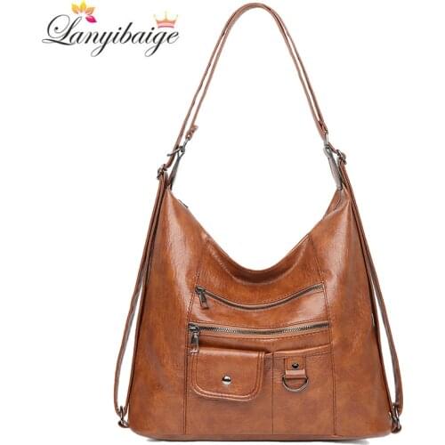 Large Capacity Women Handbags Multifunction Shoulder Bags for Women 2021 New Fashion Crossbody Bags Retro Student Book Bags