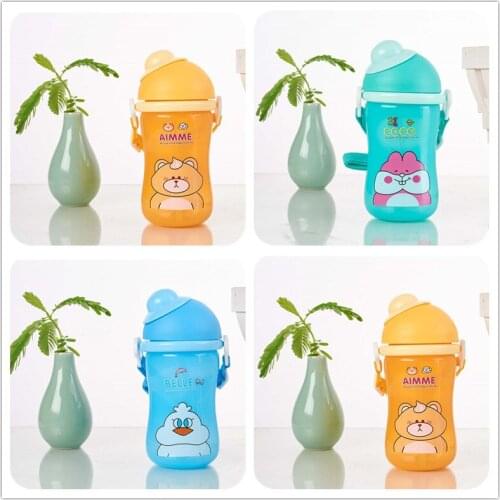 BPA Free With Lid Clear Personalized Plastic Insulated Modern Kawaii Animals Rabbit Lion Cats Kids Baby Water Bottles 350ml Gift