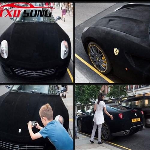 Black velvet film for car velvet wrap dark blue with air free bubbles BY free shipping Size: 10/20/30/40/50/60X135CM/Lot