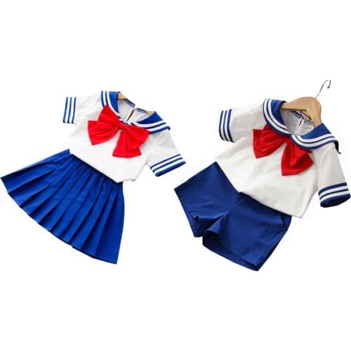 90-130cm Kids Boys Girls Sailor Moon Cosplay Costumes Japanese Style Kawaii Cute Primary School Uniform Choir Dance Clothing