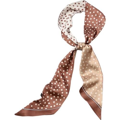 Design Print Spring Women Silk Scarf Headband Long Skinny Hair Ribbon Bandanas Shawl Wraps Luxury Dot Neck Ties Bag Scarves Szal